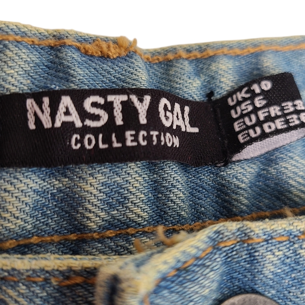 NASTY GALS Jeans Side Cut Out Wide Leg Sz 6 NWT 100% Cotton - Picture 10 of 15